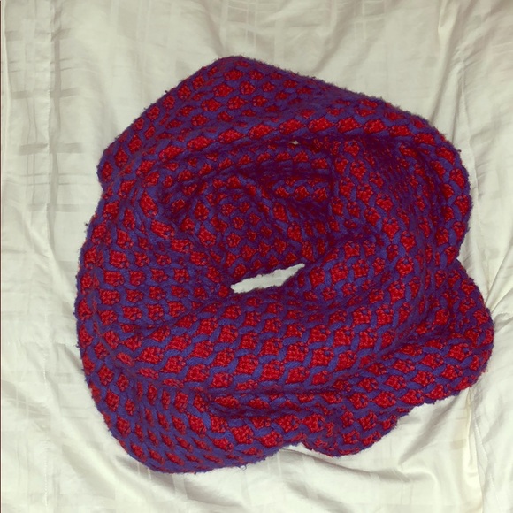 J. Crew Accessories - J Crew Red & Blue Chunky Knit Circle Scarf